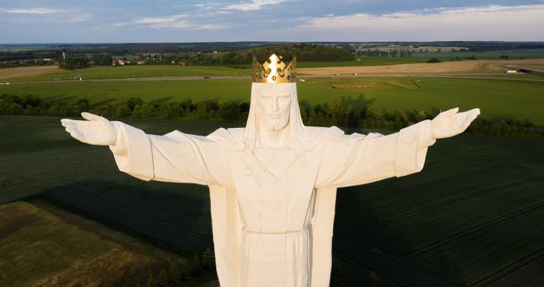 View of giant Jesus statue in Poland