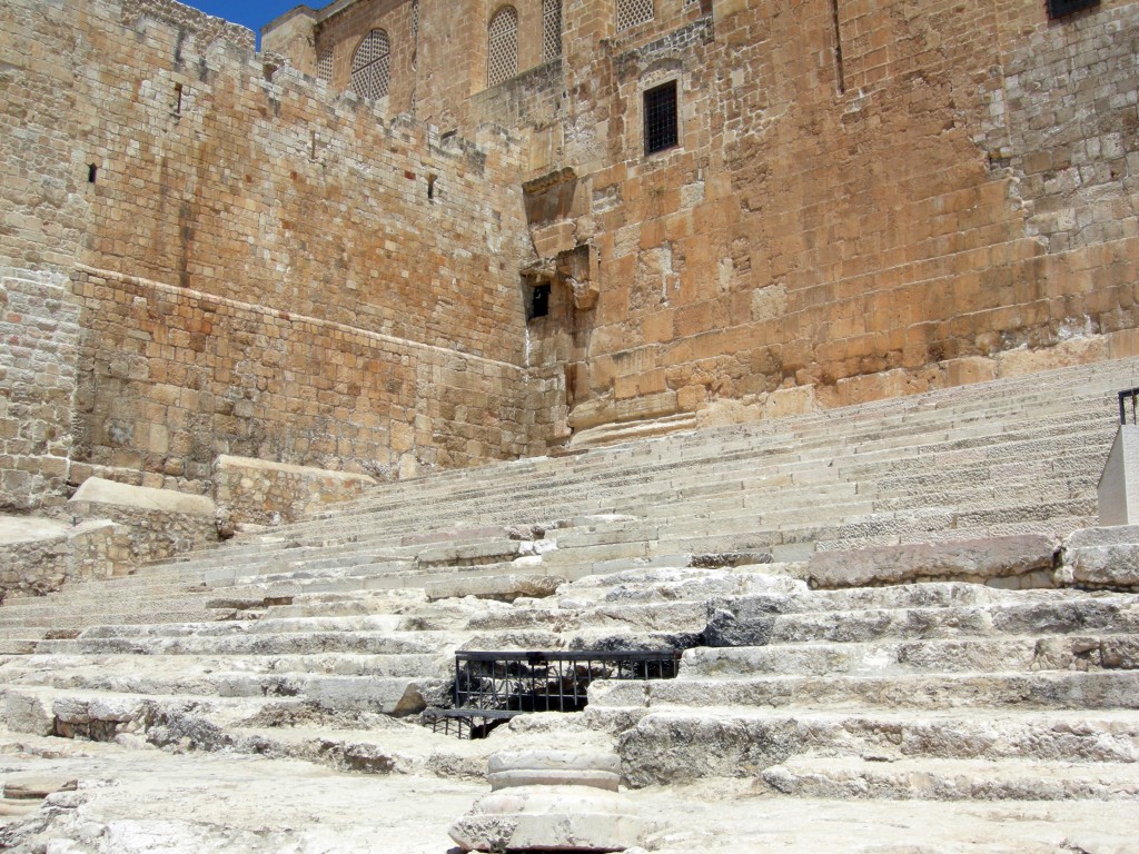 The "Stairs of Ascent," which led to the courtyard of the Jerusalem temple. Image in the public domain, and taken from Wikipedia. 