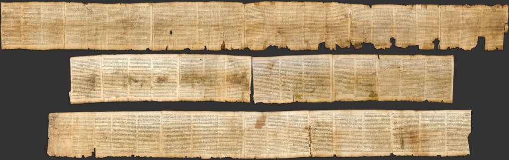 The well-preserved Isaiah Scroll, found at Qumran. Image from Wikipedia, and in the public domain. This is the sort of scroll that Luke is describing. 
