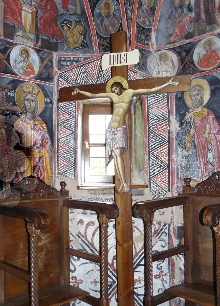 Jesus on the cross, St. Trinity Monastery, Meteora, Greece. Photograph by Janmad, licensed under Creative Commons license 1.0, and taken from Wikipedia.  