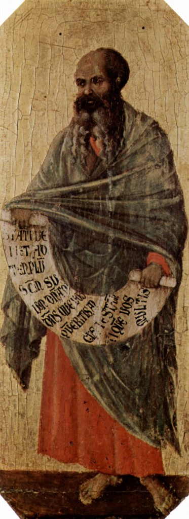 The prophet Malachi, Duccio di Buoninsegna, Sienna Cathedral, 1310. Image in the public domain, taken from Wikipedia. 