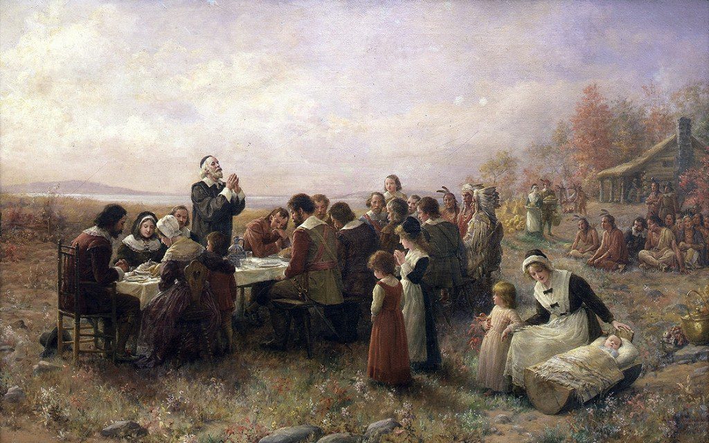 "Thanksgiving-Brownscombe" by Jennie Augusta Brownscombe - Stedelijk Museum De Lakenhal http://www.lakenhal.nl/persberichtendetail.php?id=144. Licensed under Public Domain via Commons - https://commons.wikimedia.org/wiki/File:Thanksgiving-Brownscombe.jpg#/media/File:Thanksgiving-Brownscombe.jpg