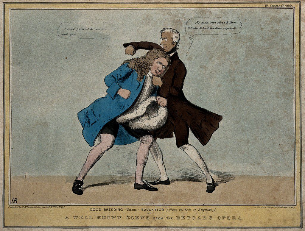 V0050236 A fist-fight between Lord Brougham and Lord Melbourne as Pea