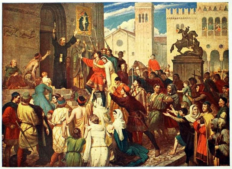 https://commons.wikimedia.org/wiki/File%3ASeventh_crusade.jpg; By Guillaume de Saint-Pathus, Vie et miracles de Saint Louis [Public domain], via Wikimedia Commons