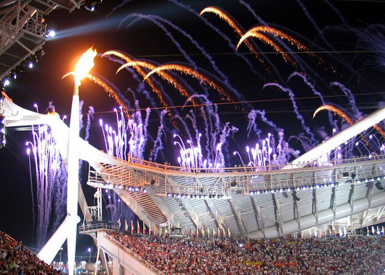 https://commons.wikimedia.org/wiki/File%3AOlympic_flame_at_opening_ceremony.jpg; By I, Alterego, took this photo and release under the terms of the GNU Free Documentation License (Own work) [GFDL (http://www.gnu.org/copyleft/fdl.html) or CC-BY-SA-3.0 (http://creativecommons.org/licenses/by-sa/3.0/)], via Wikimedia Commons