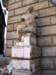 Long ago, in Rome, citizens made their displeasure known to their leaders by use of, among other things, "talking statues"--for many centuries, they've been plastering critical notes, poetry, and tirades to the base of these statues. Now we have to make do with Reddit. (Credit: "Pasquino 1" by Lalupa - Own work. Licensed under Public Domain via Wikimedia Commons.)