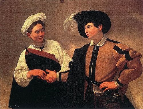 Competition. ("The Fortune Teller," Caravaggio, 1594. First version. Rodney, CC.)