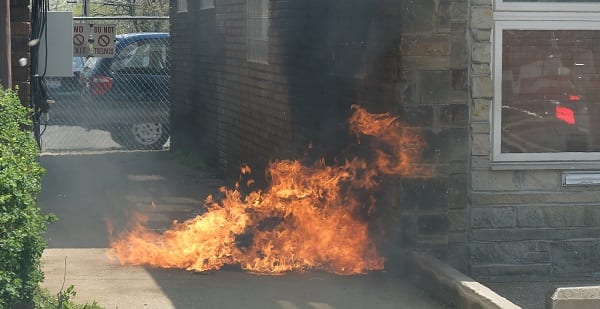 a small dumpster fire