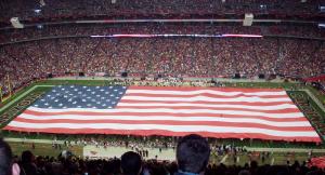 flag on football field