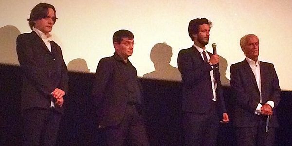 Introducing "Je Suis Charlie" at TIFF. Left to right: Riss and Eric Portheault of Charlie Hebdo, directors Emmanuel and Daniel Leconte. Photo by yours truly.
