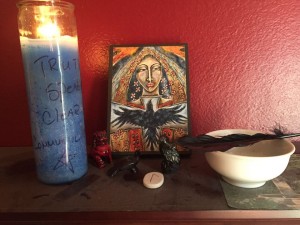 My office altar (yes! it needs a good dusting)
