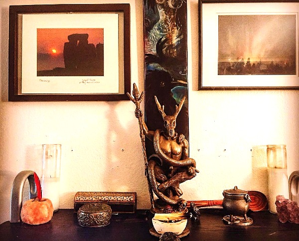 Office altar complete with hidden things - Personal photo stash