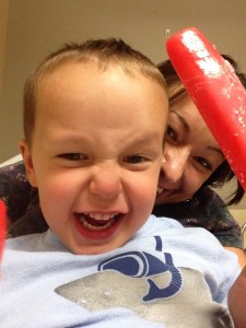 Liam and I having a popsicle party in the emergency room.