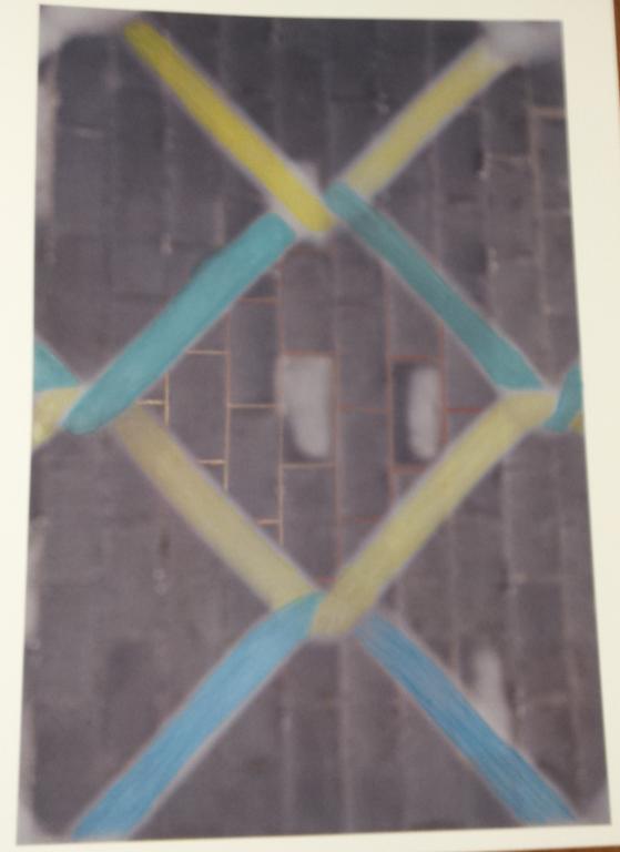 "Link Chain". Inkjet print, watercolor, colored pencil