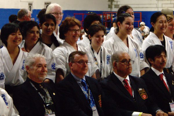 Competitors and judges at the Seido Karate 40th anniversary tournament, June 2016. Photo by the author.