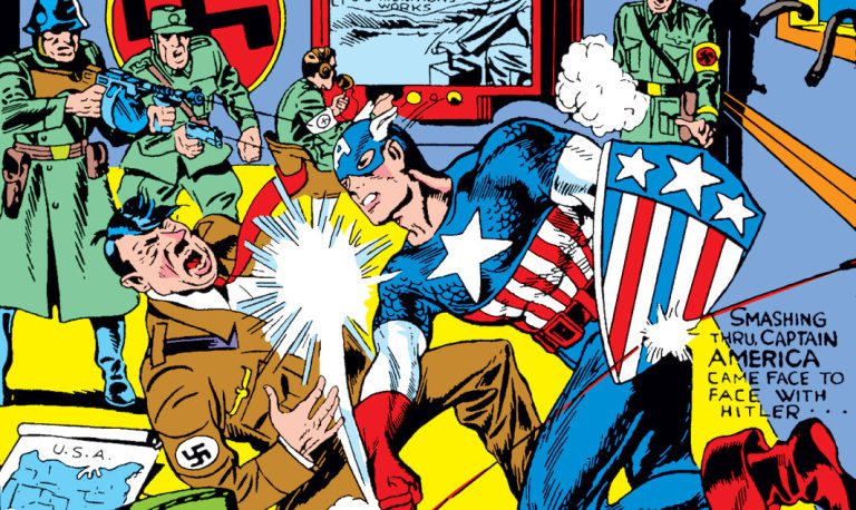 From the cover of Captain America #1. Image via fandom.wikia.com. Fair use.