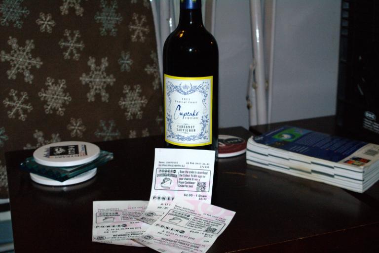 Lottery tickets and wine, spoils of a new job