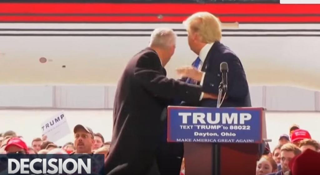 President Trump ducks for cover.