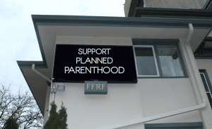 FFRF's marquee at Freethought Hall. Photo by Lauryn Seering
