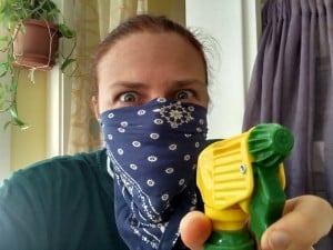 Cleaning the room first. Unfortunately there was one incidence where that required protective gear. I will spear you the details. 