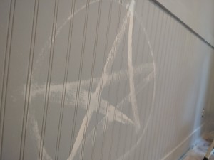 A devoking pentacle, white on primer. 