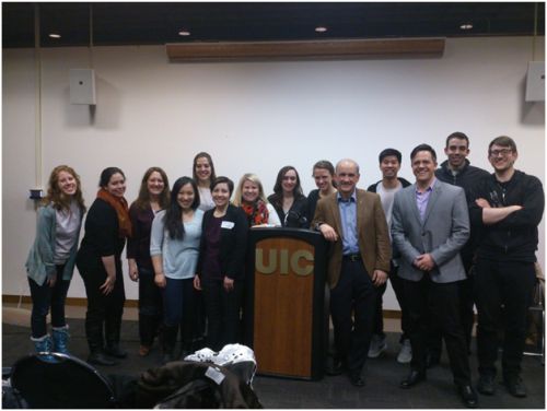 The whole gang: Cru, Secular Student Society, Dan Barker, and Dr. Constantine Campbell after the debate.