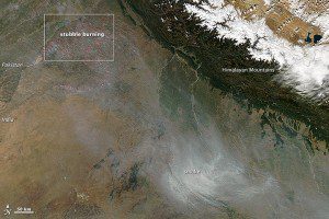 Aerial view of the smog in Delhi