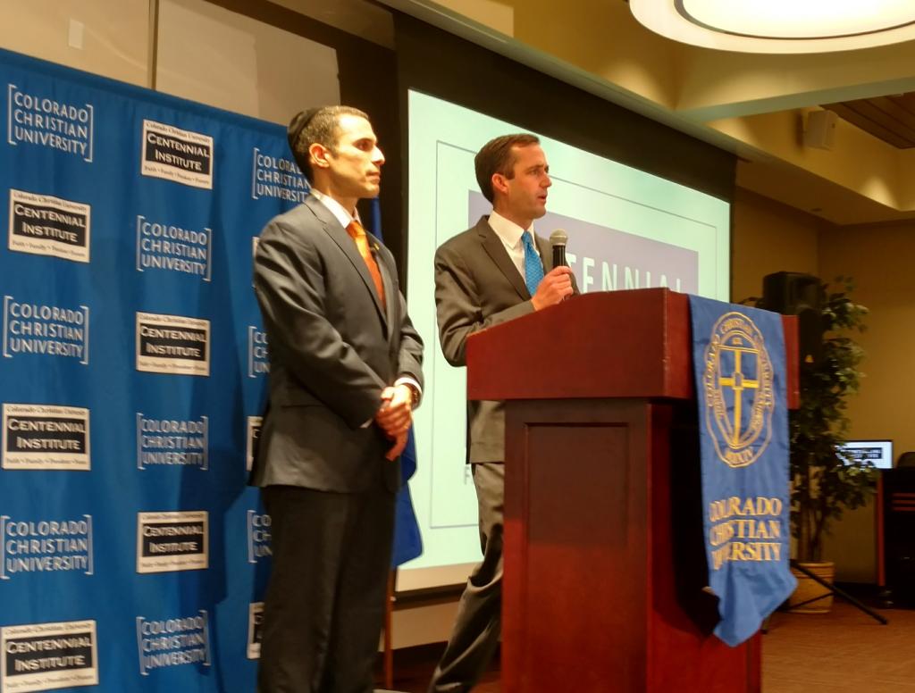 the Chairman of the U.S. Commission on Religious Freedom Dr. Mark Johns with Centennial Institute President Jeff Hunt 