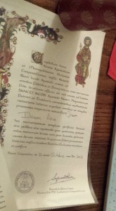 The pilgrim's certificate of completion. Photo by the author.