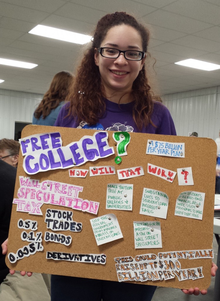 Danika Jarrett at the Democratic caucus in Earlham, Iowa. Photo by the author
