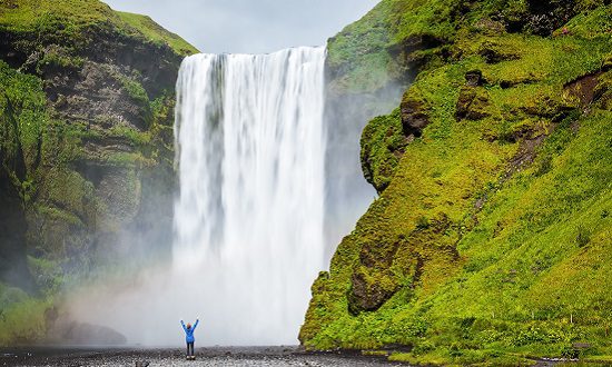 The tourist shocked beauty waterfall