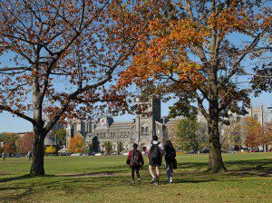 University campus in fall