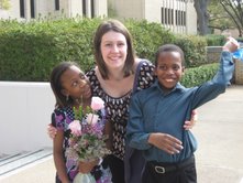 Super-stellar adoption social worker Elisabeth with Marissa and Jeremy