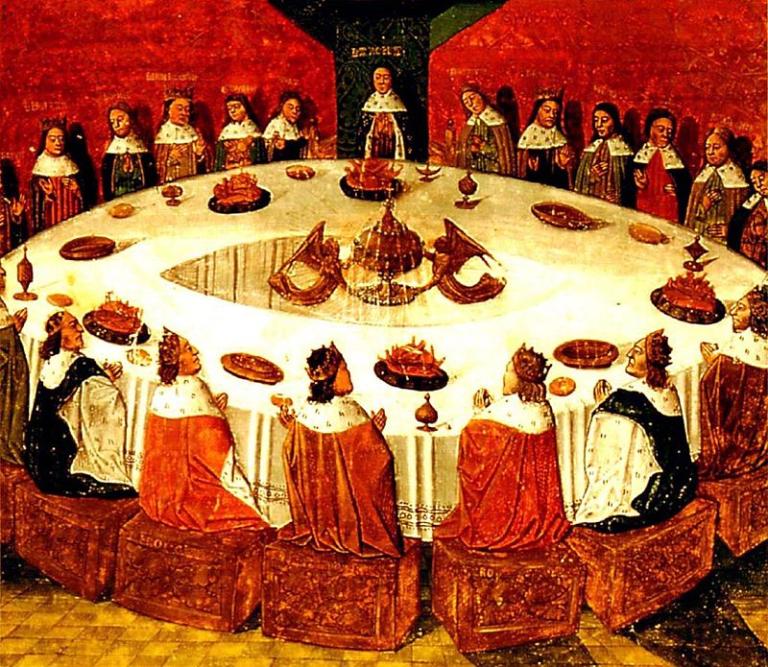 King Arthur and the Knights of the Round Table. Public Domain.
