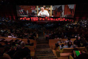 In a video, His Holiness Pope Francis speaks at TED2017 (Photo: Ryan Lash / TED) Fair use.