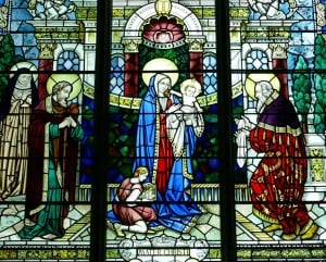 stained glass of Mary and Jesus