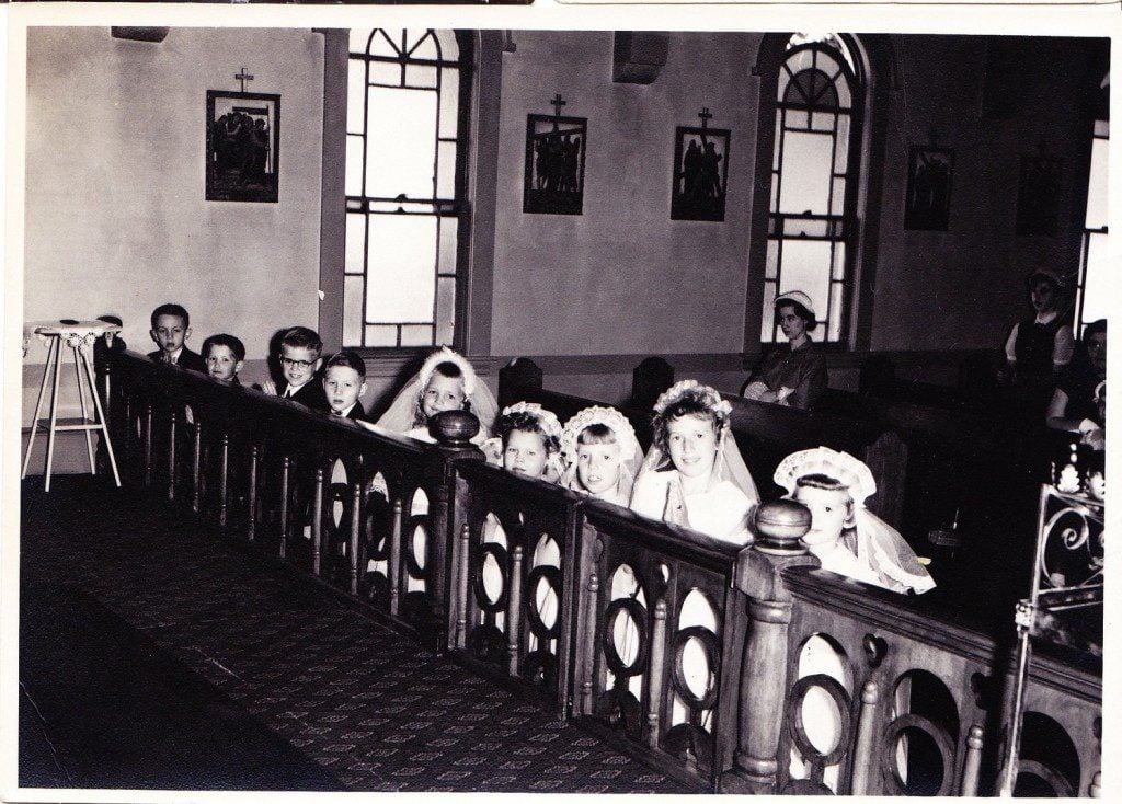 We all come to the Eucharist. (Vintage Public Domain Photo) 