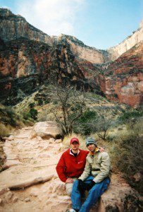 Ben taking a resat traveling up the canyon and his backpack (me).