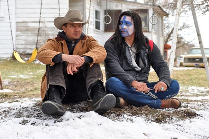 Gil Birmingham and Jeremy Renner in Wind River (2017) CR