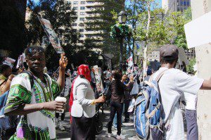 A previous demonstration against President Bashir outside the UN (Photo by Faith McDonnell)