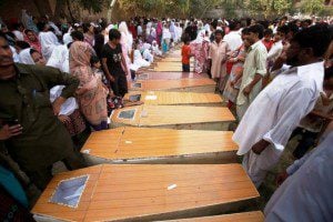 Bodies of Christians killed at All Saints Cathedral, Peshawar, 2013 (Photo: Legal Evangelical Association, Pakistan)