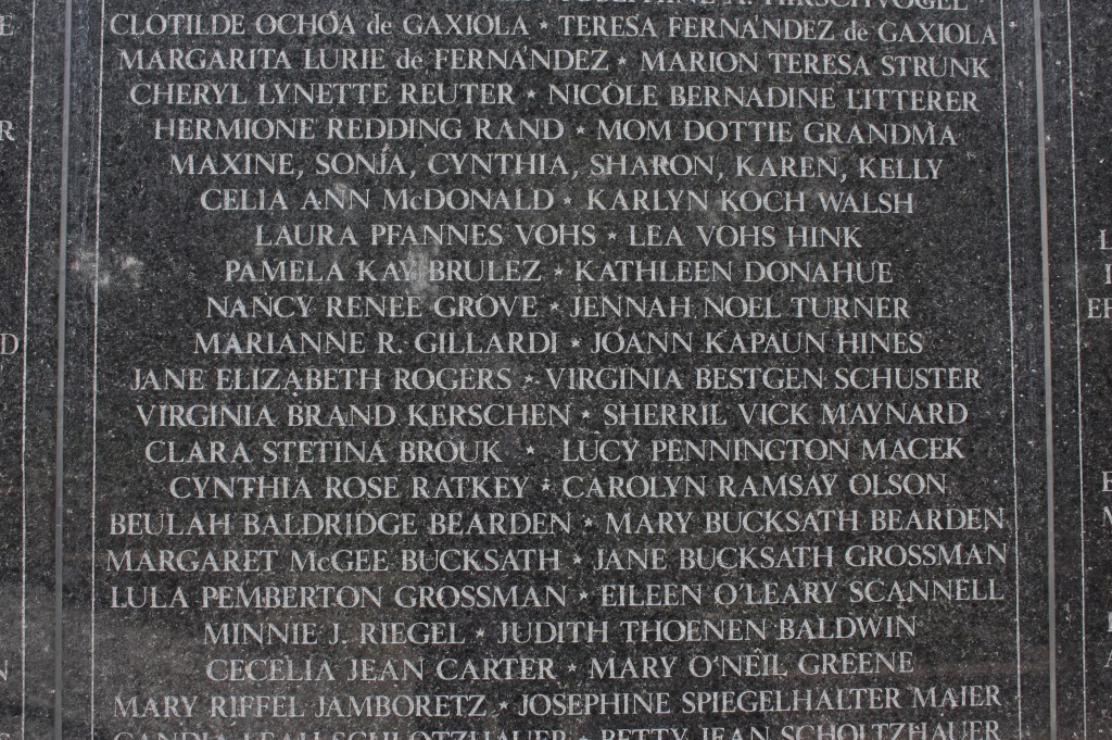 The Mothers' Wall of Life is engraved with the names of mothers from around the world. (Lori Erickson photo)