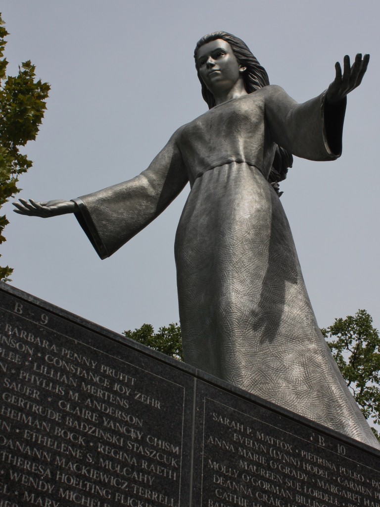 The 14-foot statue of Mary is made of stainless steel and was sculpted by Don Wiegand. (Lori Erickson photo)