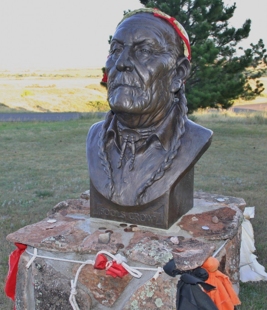Lakota leader Frank Fools Crow is honored by this bust outside the Visitor Center at Bear Butte State Park (Bob Sessions photo).