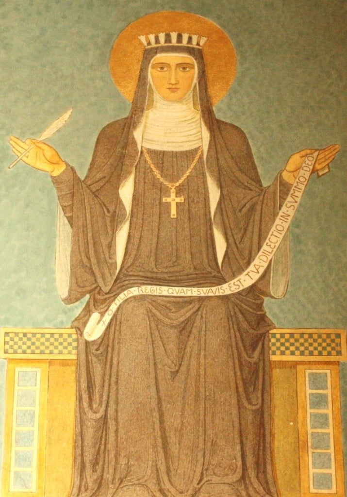 Mural of Hildegard from the Benedictine Abbey of St. Hildegard near Bingen (Bob Sessions photo)