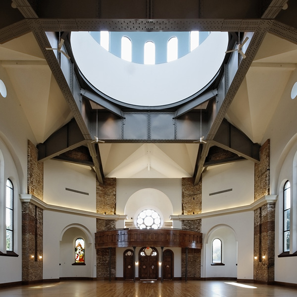 The main hall of the Saints Center is filled with light from the windows that line its dome. (photo courtesy of the Saints Center)