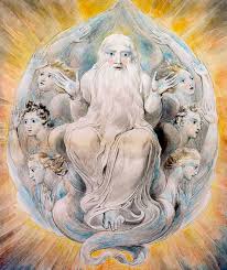 William Blake’s image of God blessing the seventh day of creation. (Wikimedia Commons image)