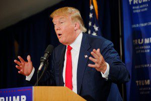 (Donald Trump at a rally in Laconia, New Hampshire on July 16, 2015. By Michael Vadon. Source: Wikimedia, Creative Commons License).