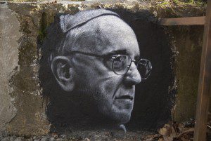 (A graffito of Pope Francis from France. Source: Wikimedia, Creative Commons License).