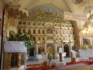 (The iconostasis of a Greek Slovak Catholic church in the village of Koroml'a, Slovakia. Source: Wikipedia, Public Domain)